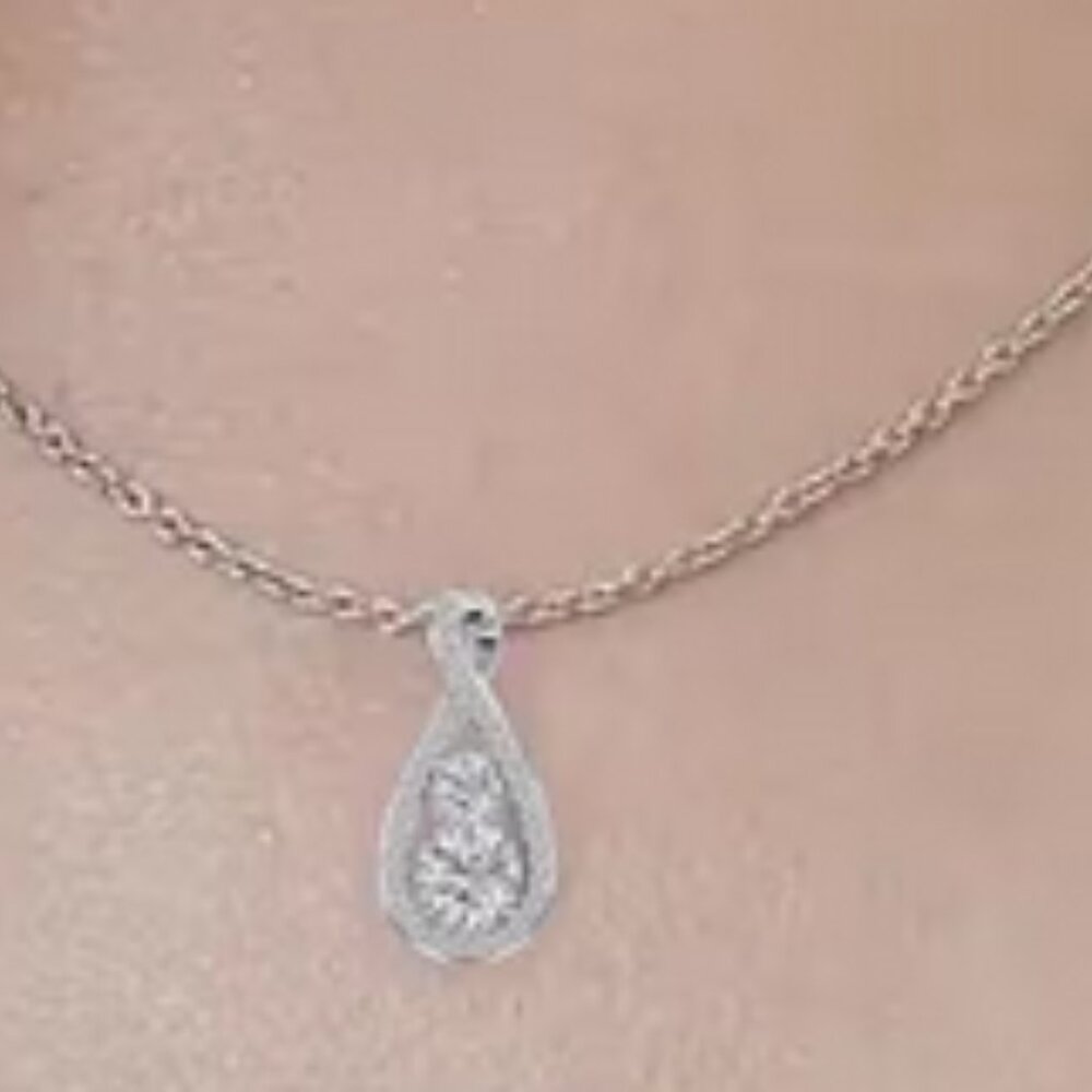 INFINITY Love White Sapphire Sterling SILVER NECKLACE .925 New